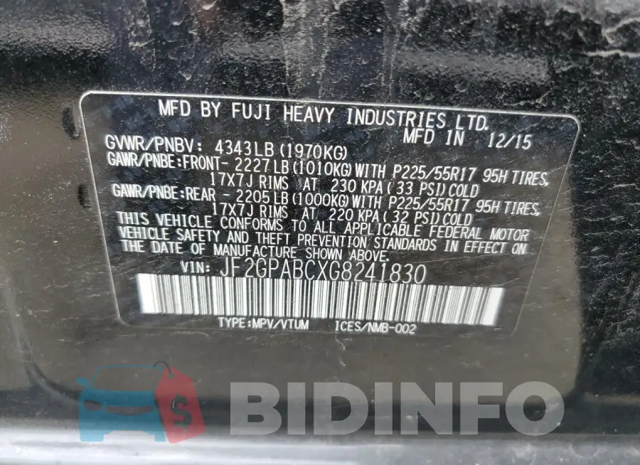 JF2GPABCXG8241830 Photo# 12