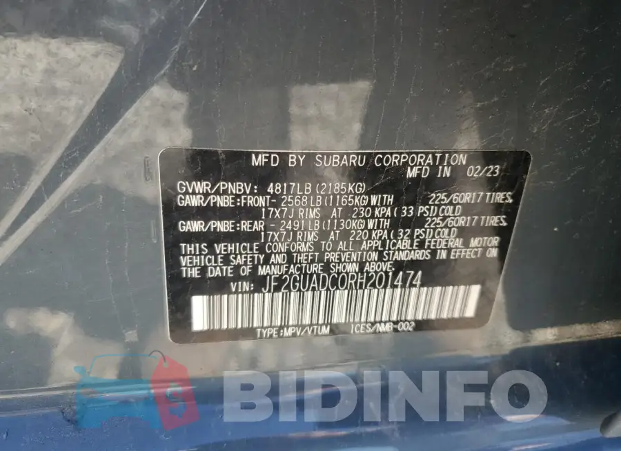 JF2GUADC0RH201474 Photo# 12
