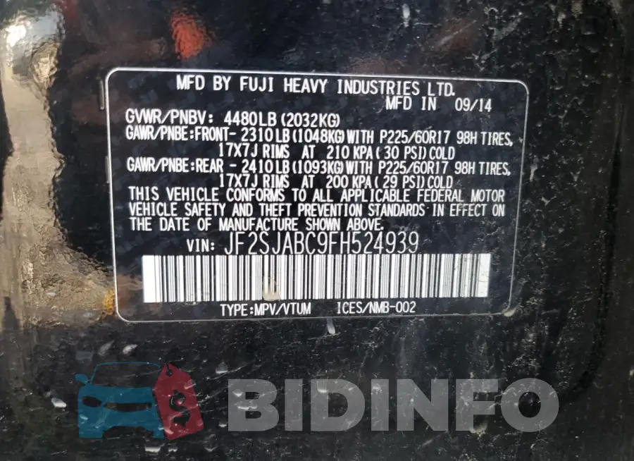 JF2SJABC9FH524939 Photo# 13