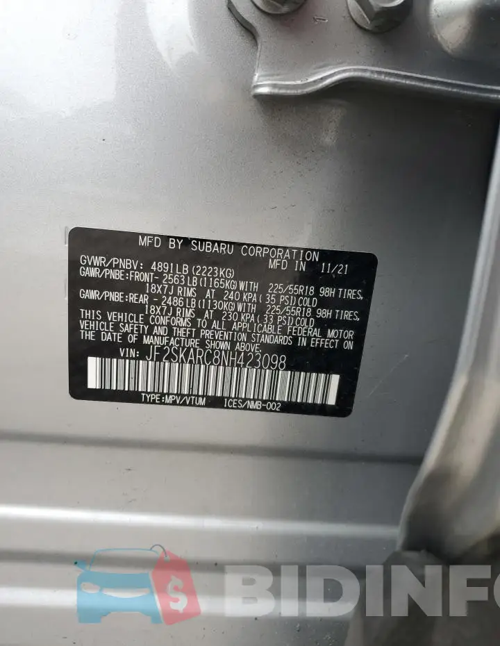 JF2SKARC8NH423098 Photo# 12