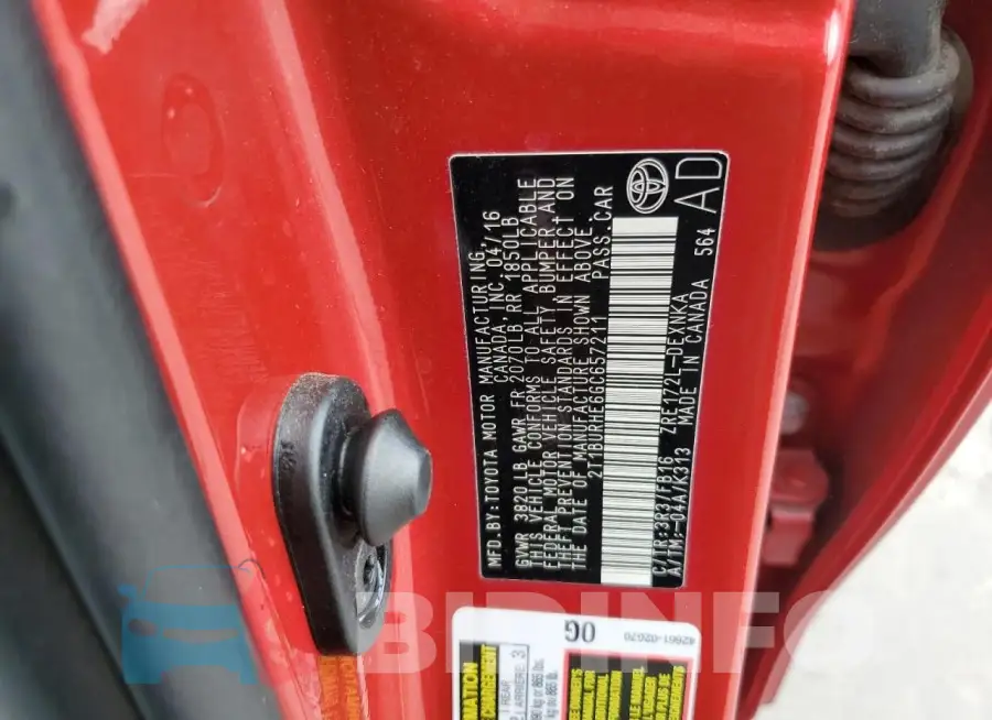 2T1BURHE6GC657211 Photo# 12
