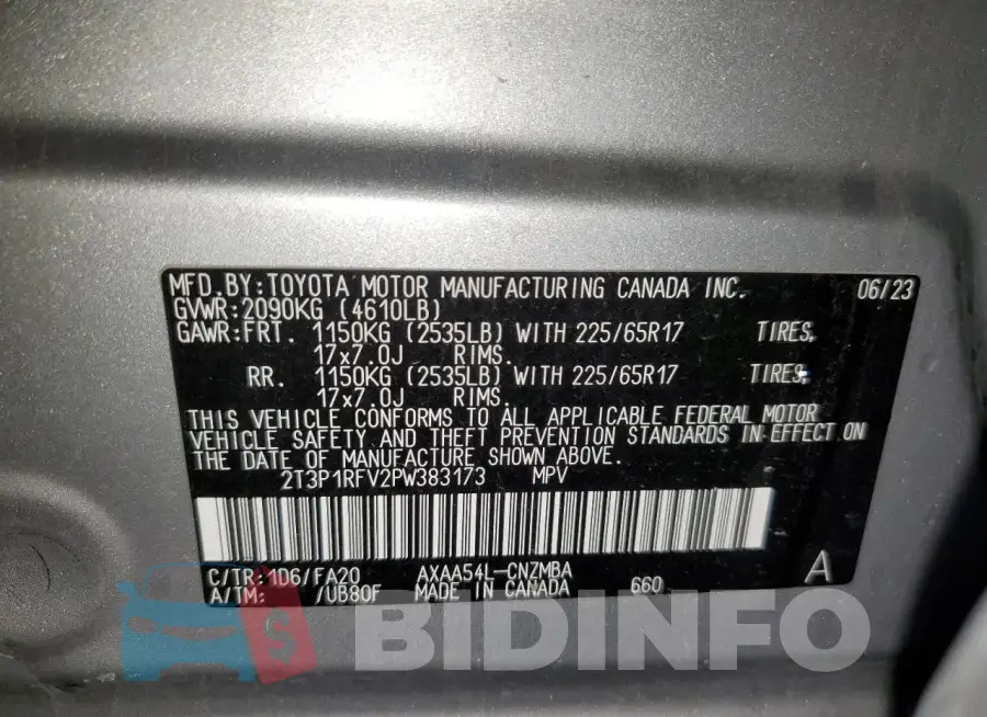 2T3P1RFV2PW383173 Photo# 13
