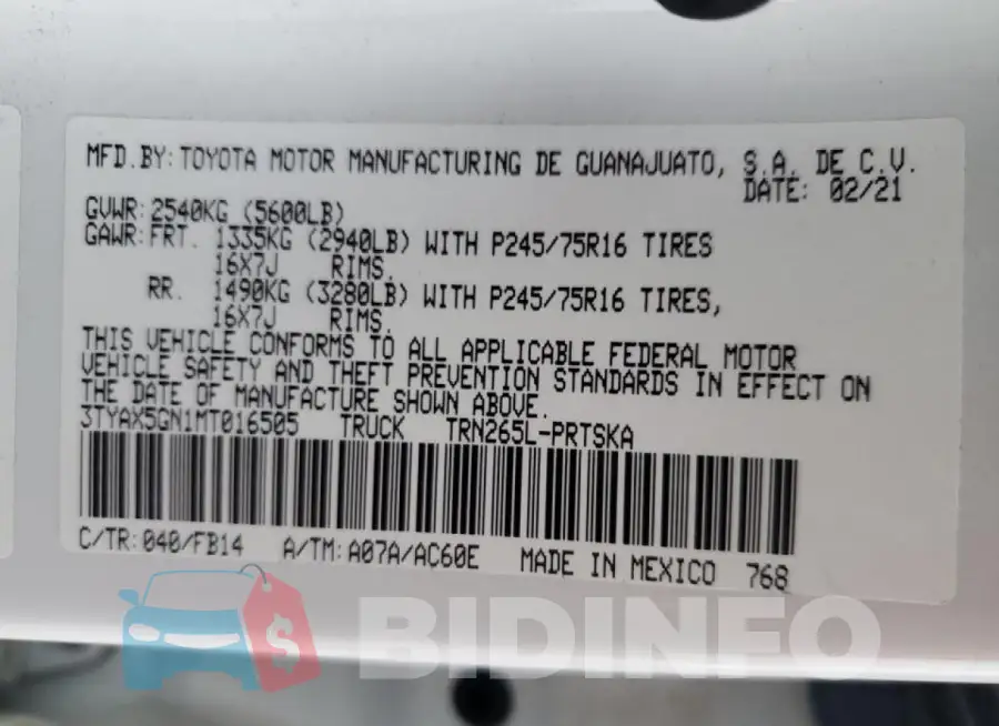 3TYAX5GN1MT016505 Photo# 12