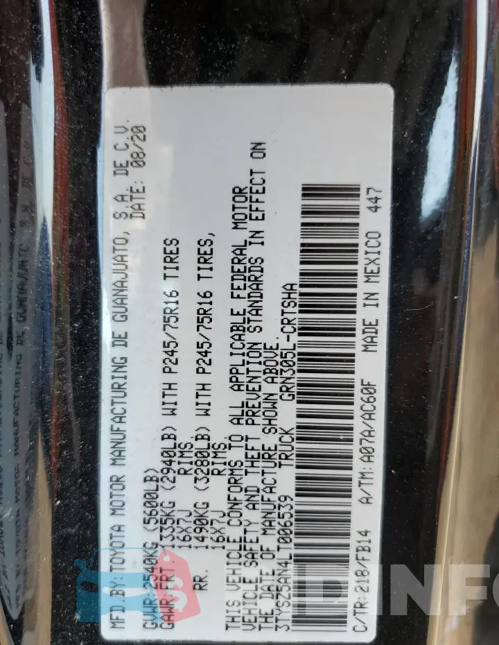 3TYSZ5AN4LT006539 Photo# 13