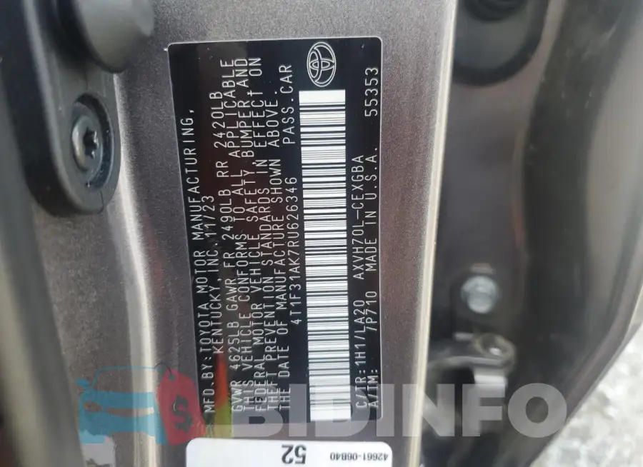 4T1F31AK7RU626346 Photo# 12