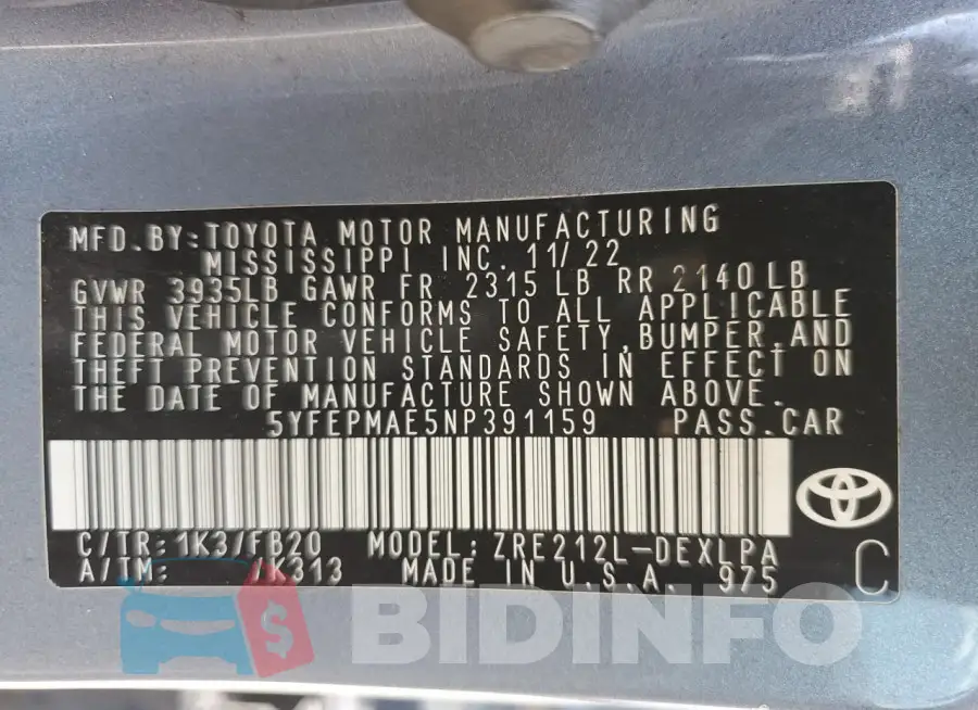 5YFEPMAE5NP391159 Photo# 13