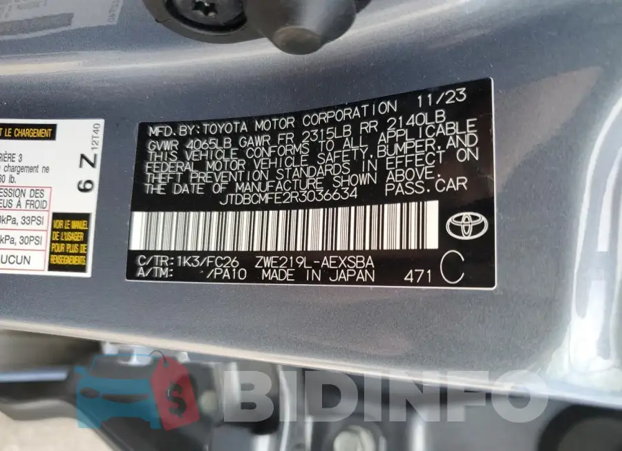 JTDBCMFE2R3036634 Photo# 12