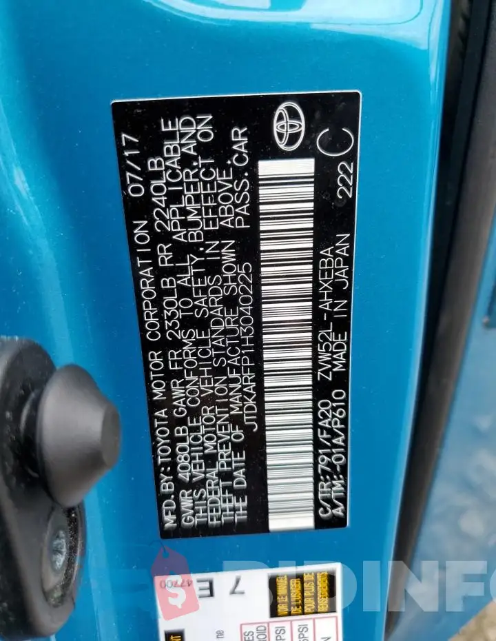 JTDKARFP1H3040225 Photo# 12