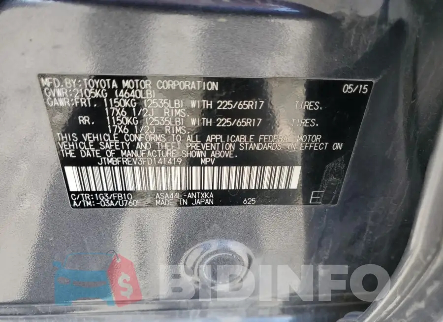 JTMBFREV3FD141419 Photo# 13