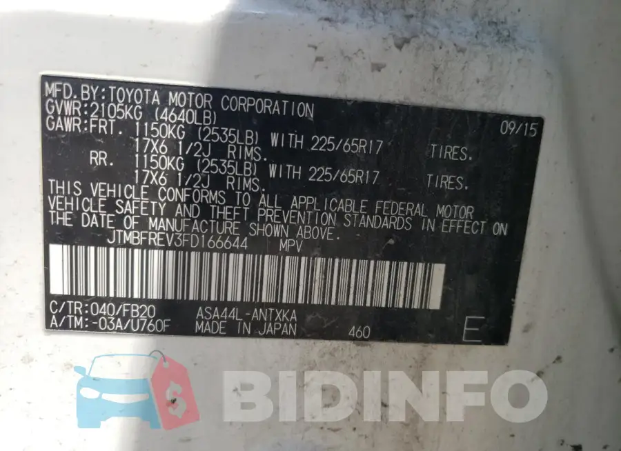 JTMBFREV3FD166644 Photo# 12