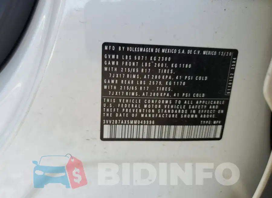 3VV2B7AX5MM049996 Photo# 13