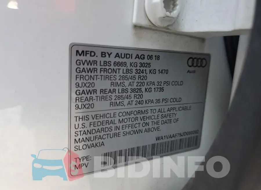 WA1VAAF75JD050202 Photo# 13