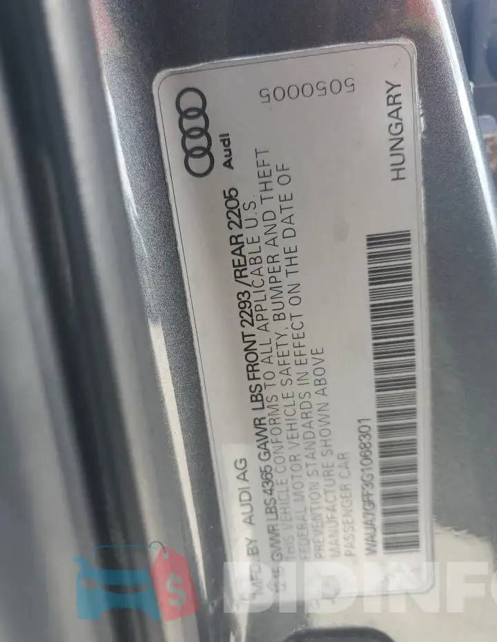 WAUA7GFF3G1068301 Photo# 12