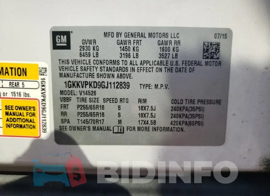 1GKKVPKD9GJ112839 Photo# 12
