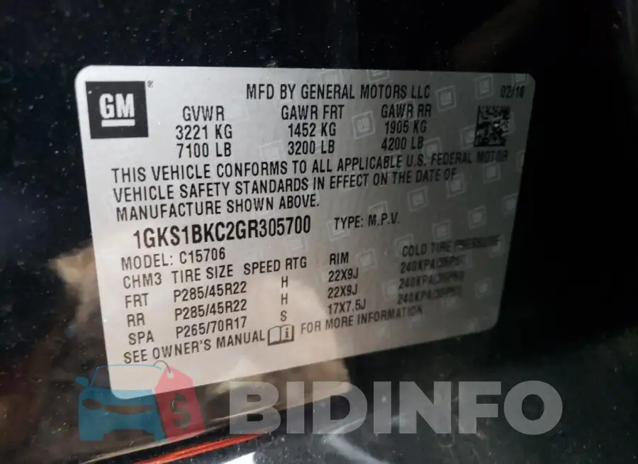 1GKS1BKC2GR305700 Photo# 13
