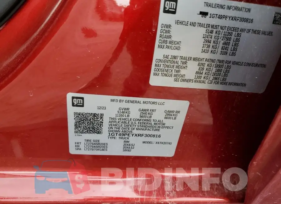 1GT49PEYXRF300816 Photo# 12