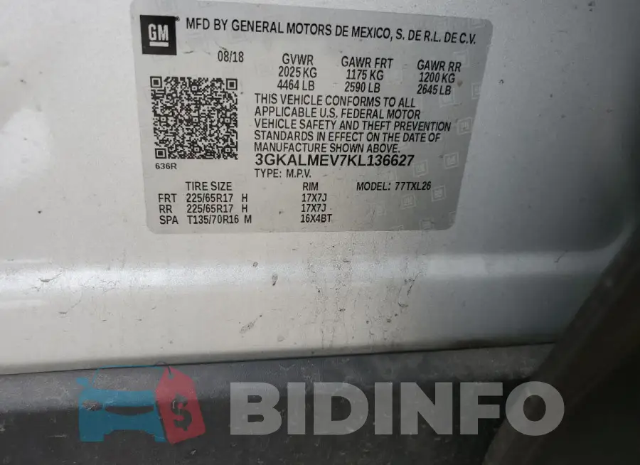 3GKALMEV7KL136627 Photo# 13