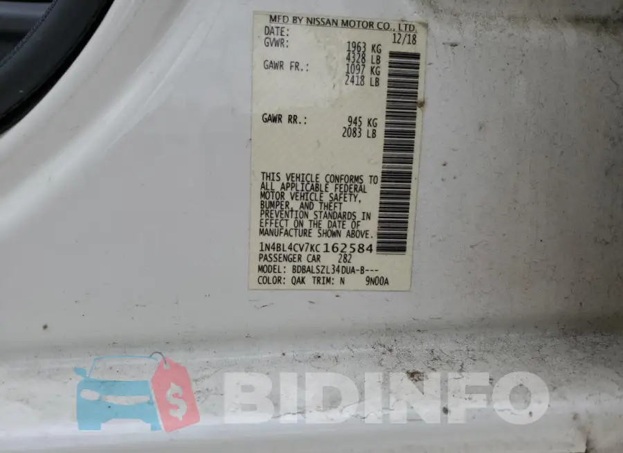 1N4BL4CV7KC162584 Photo# 12