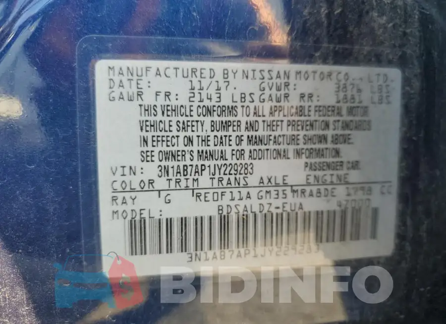 3N1AB7AP1JY229283 Photo# 12