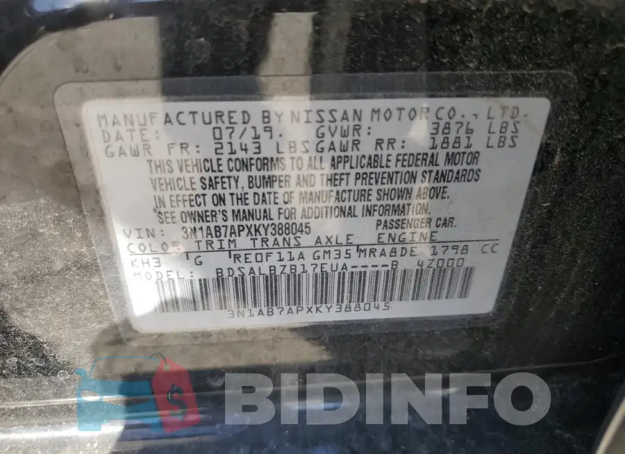 3N1AB7APXKY388045 Photo# 12