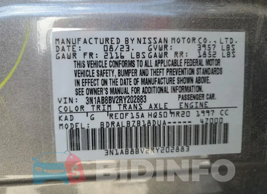 3N1AB8BV2RY202883 Photo# 12