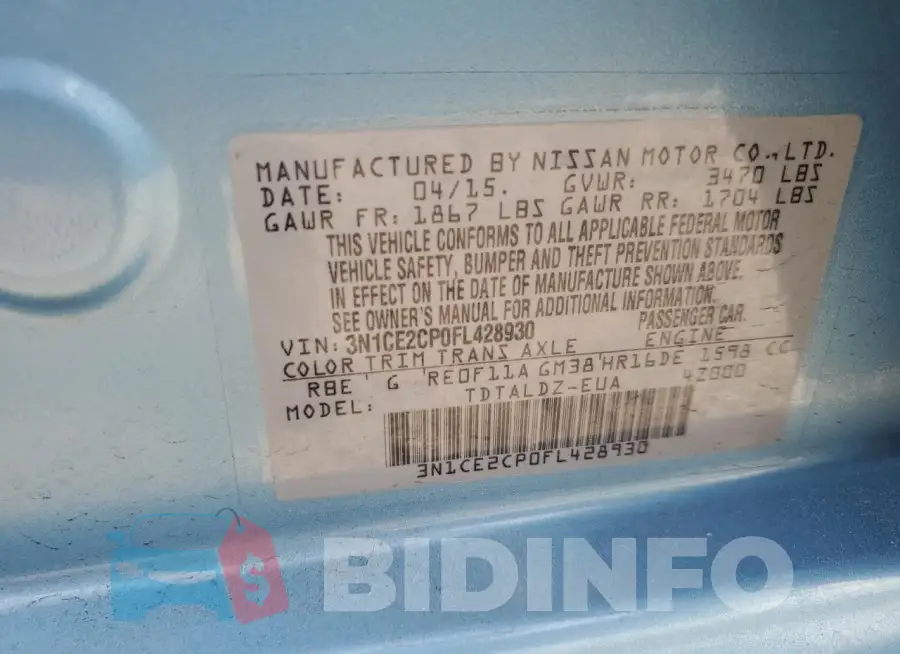 3N1CE2CP0FL428930 Photo# 12