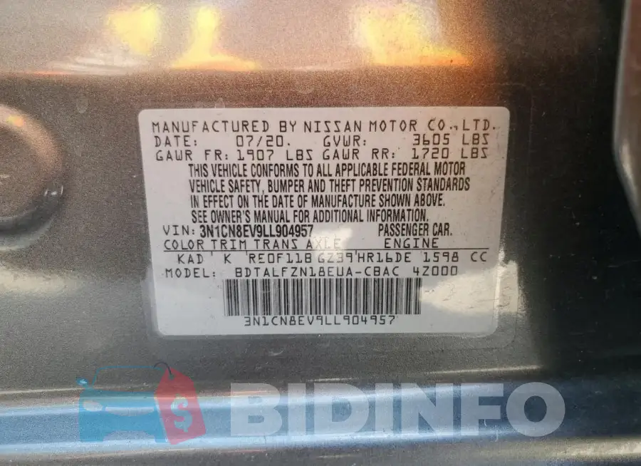 3N1CN8EV9LL904957 Photo# 12