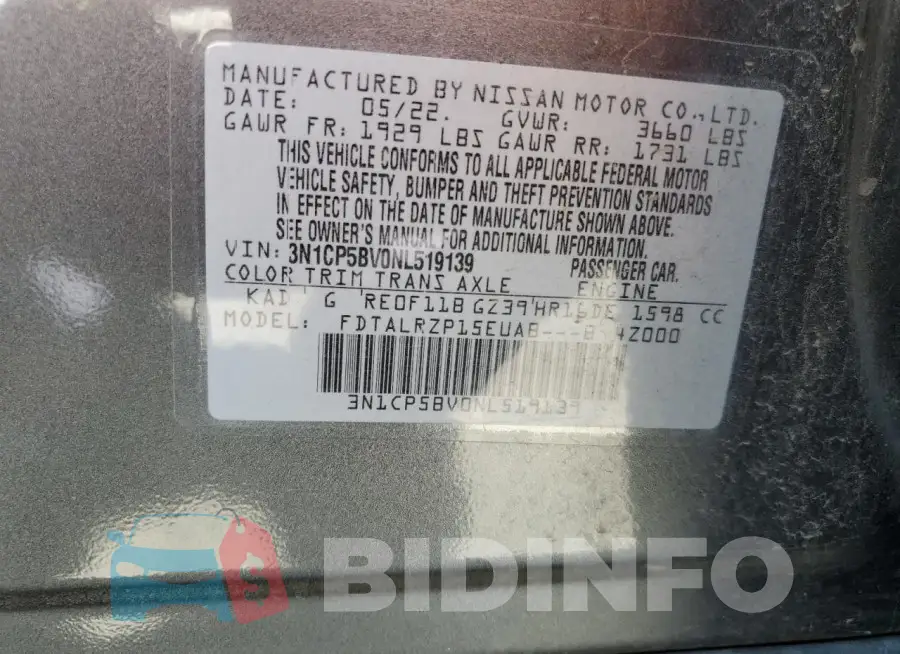 3N1CP5BV0NL519139 Photo# 12