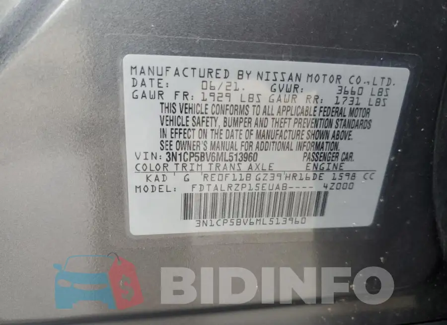 3N1CP5BV6ML513960 Photo# 12