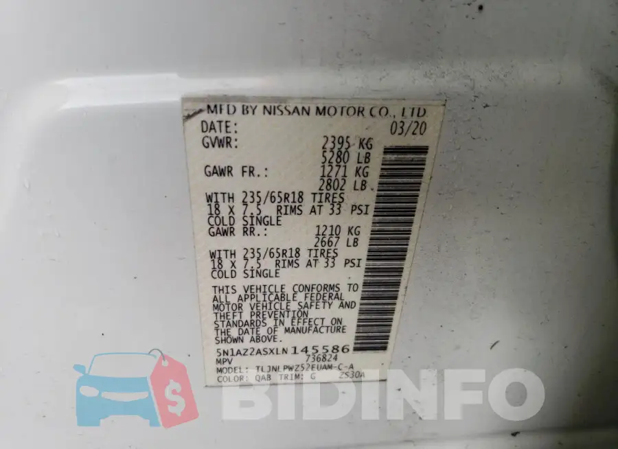 5N1AZ2ASXLN145586 Photo# 13