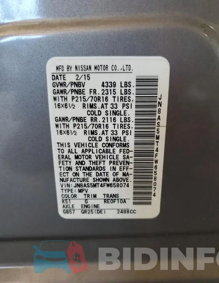 JN8AS5MT4FW658074 Photo# 13