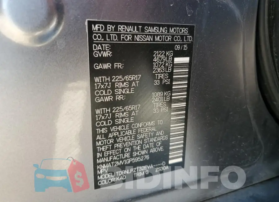 KNMAT2MV1GP595276 Photo# 13