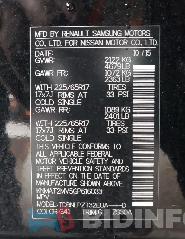 KNMAT2MV5GP616033 Photo# 13