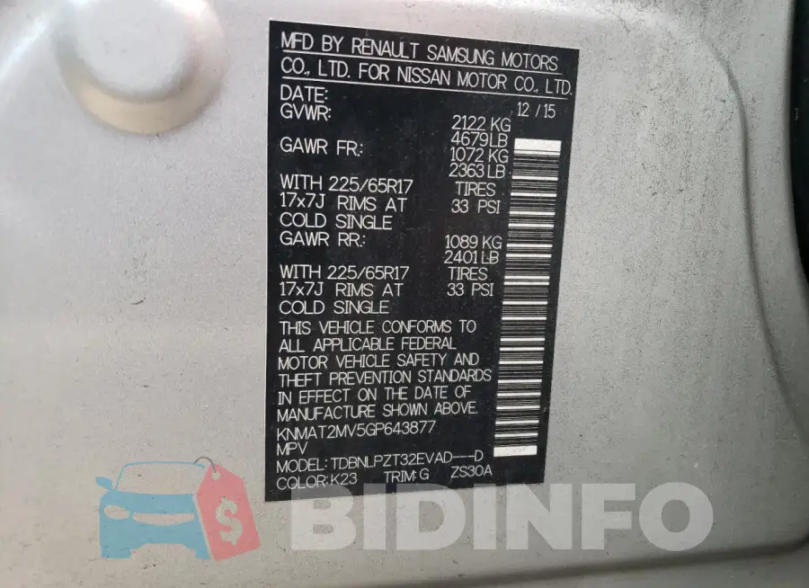 KNMAT2MV5GP643877 Photo# 13