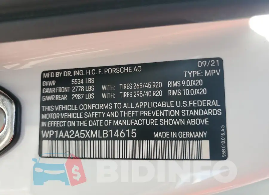 WP1AA2A5XMLB14615 Photo# 14