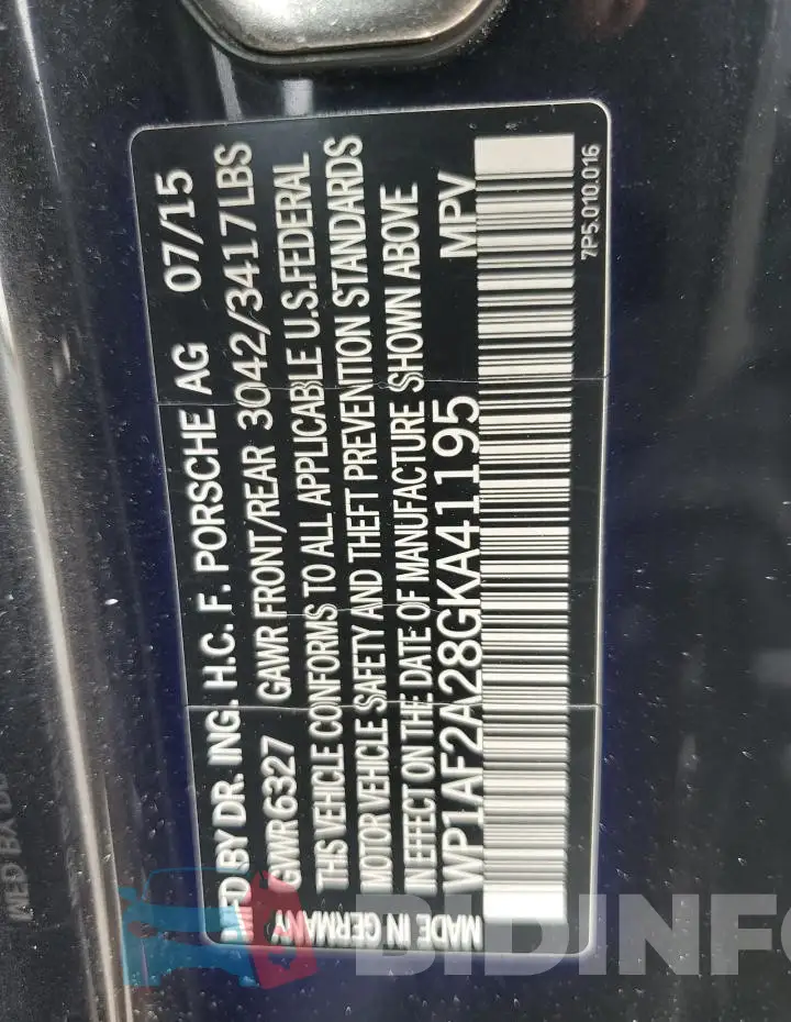 WP1AF2A28GKA41195 Photo# 13