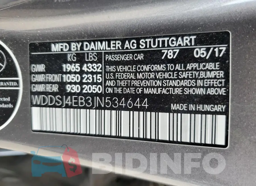 WDDSJ4EB3JN534644 Photo# 12