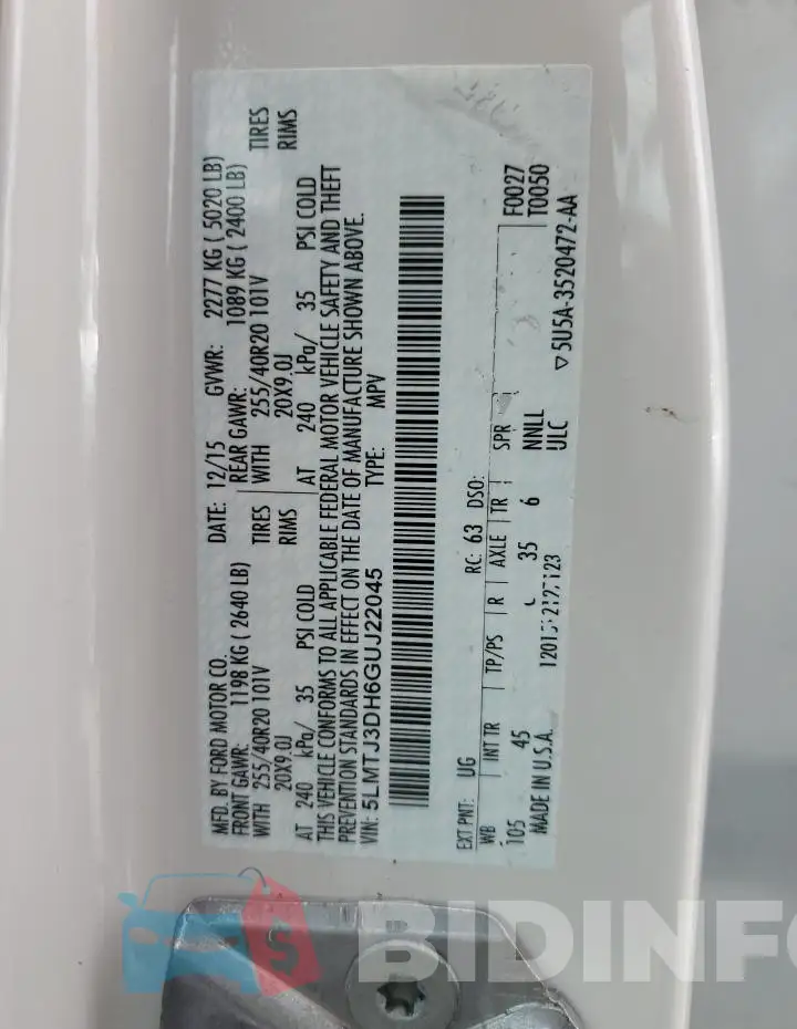 5LMTJ3DH6GUJ22045 Photo# 13