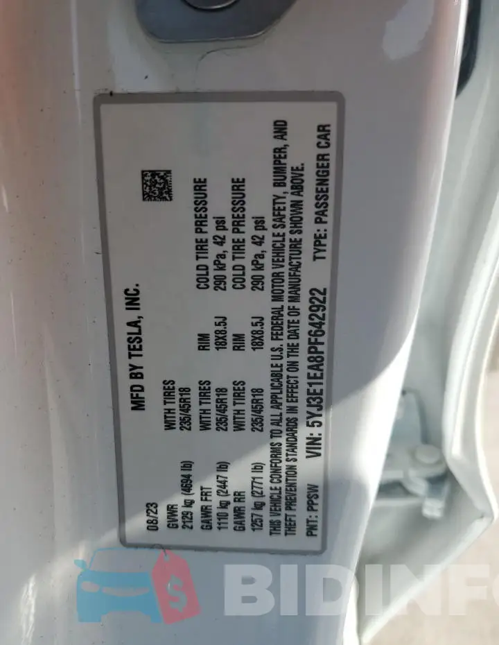 5YJ3E1EA8PF642922 Photo# 12