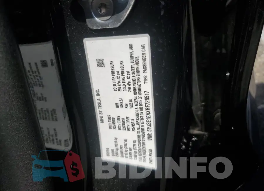 5YJ3E1EAXRF726517 Photo# 12