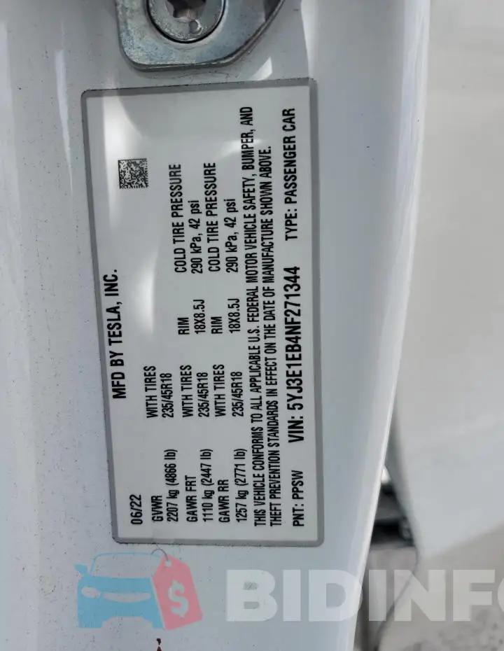 5YJ3E1EB4NF271344 Photo# 12