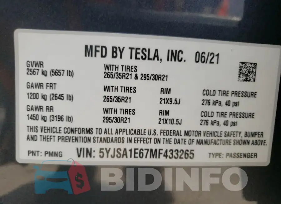 5YJSA1E67MF433265 Photo# 13