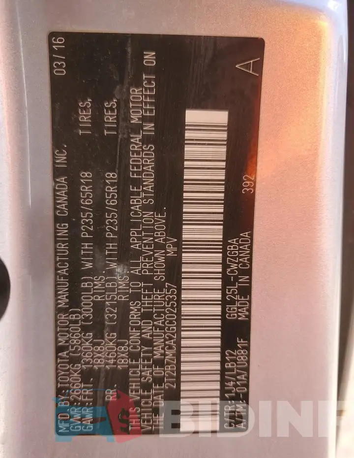 2T2BZMCA2GC025357 Photo# 13