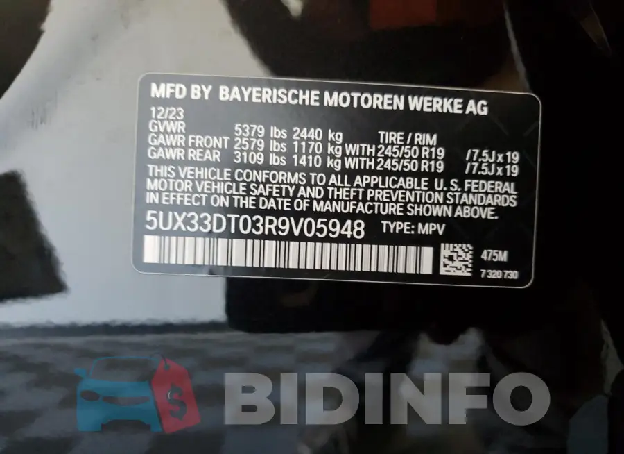 5UX33DT03R9V05948 Photo# 13