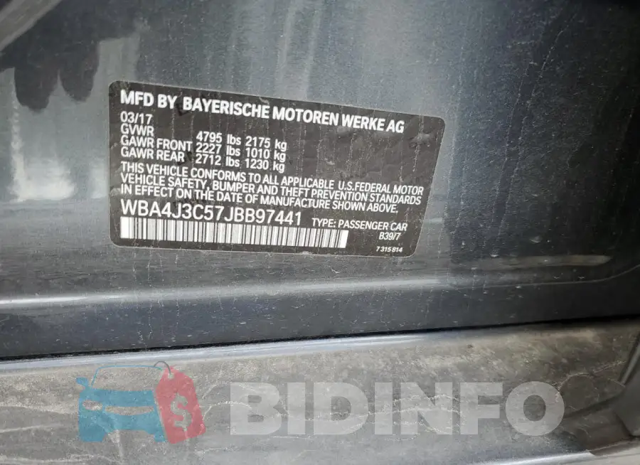 WBA4J3C57JBB97441 Photo# 12
