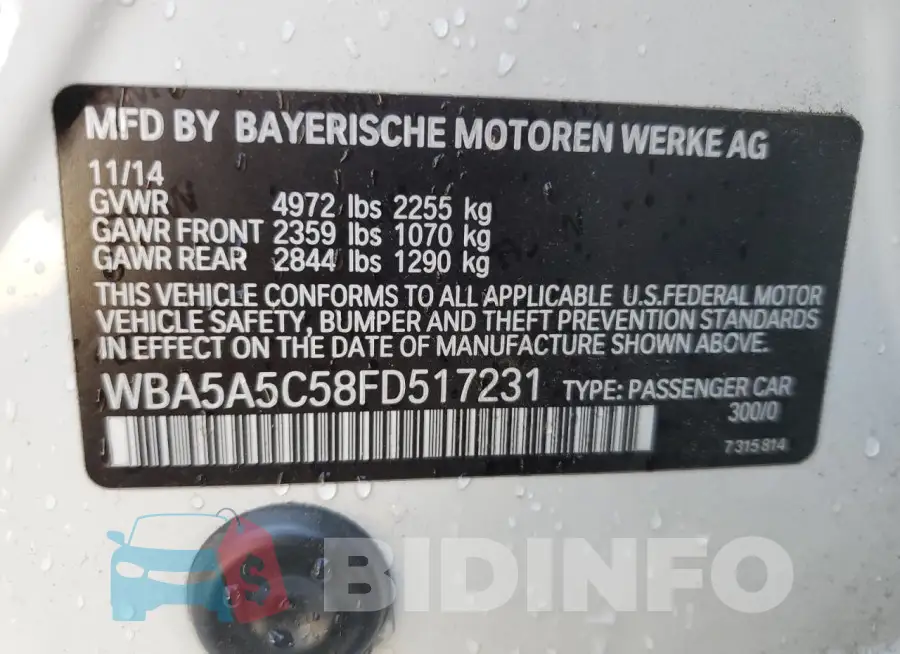 WBA5A5C58FD517231 Photo# 12