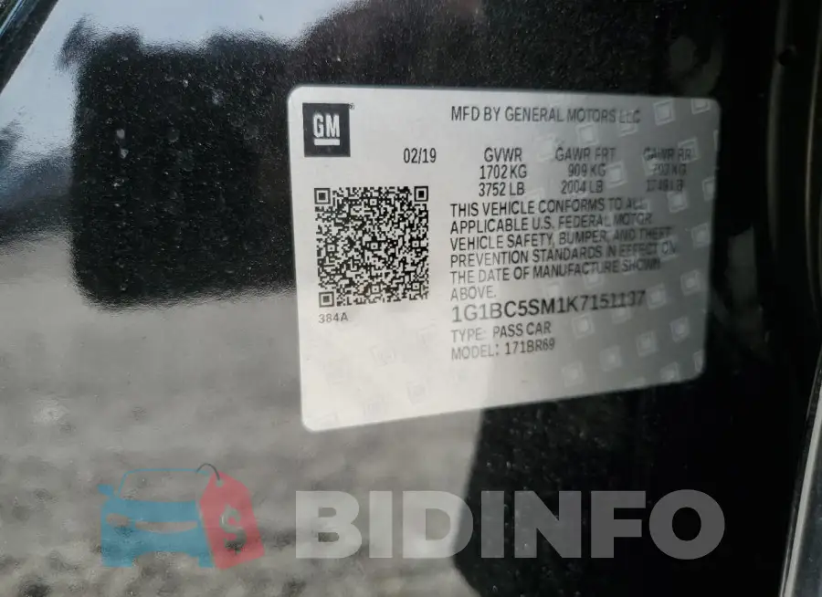 1G1BC5SM1K7151137 Photo# 12