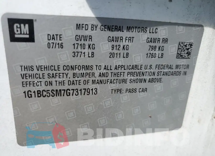 1G1BC5SM7G7317913 Photo# 11