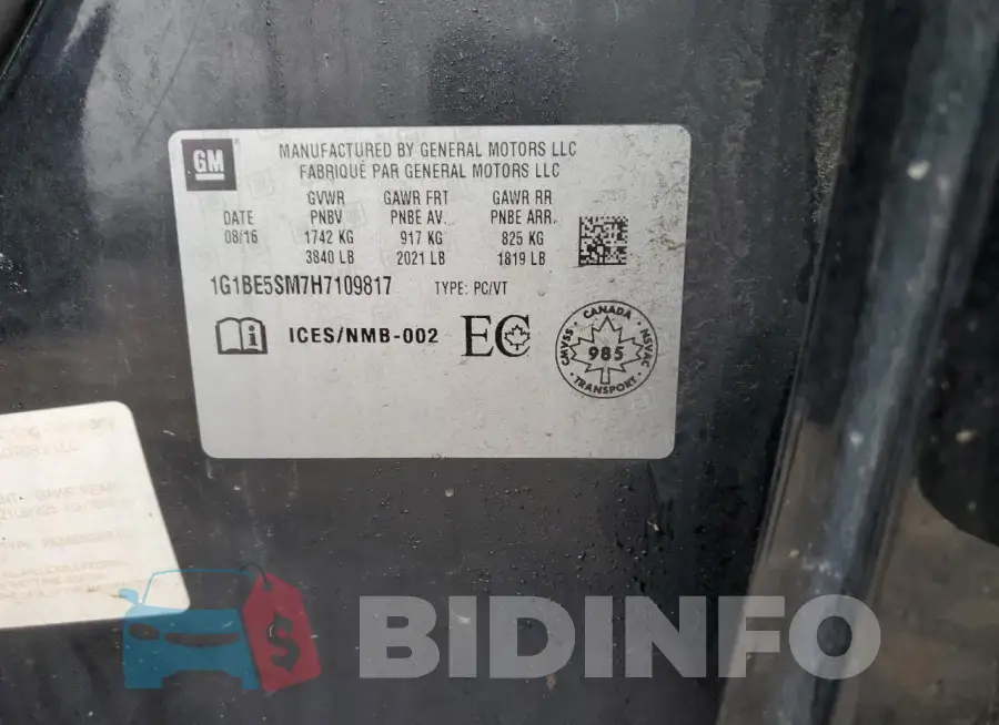 1G1BE5SM7H7109817 Photo# 12