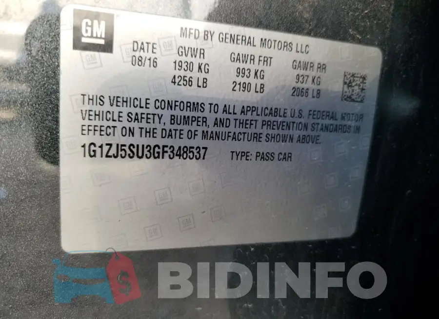 1G1ZJ5SU3GF348537 Photo# 12